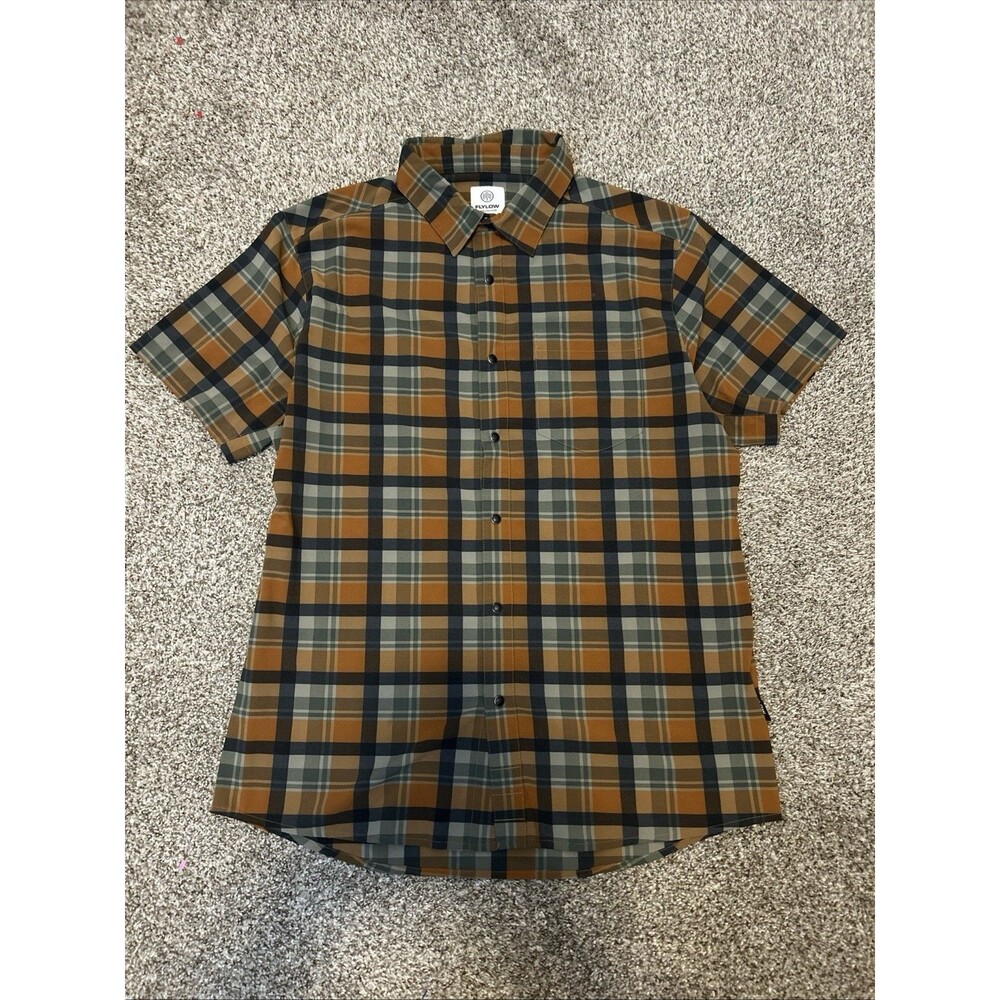 Flylow Shirt Mens Large Multicolor Plaid Short Sleeve Snap Button Up Casual